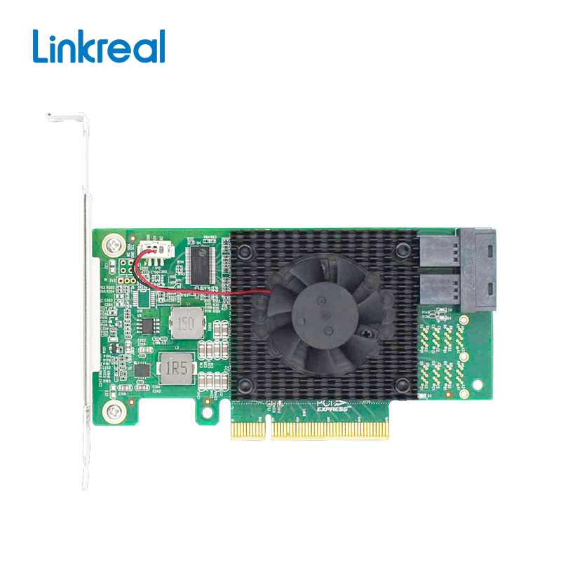 PCIe NVMe expansion card, PCIe 3.0 x8 to 2-port SFF-8643 NVMe expansion card